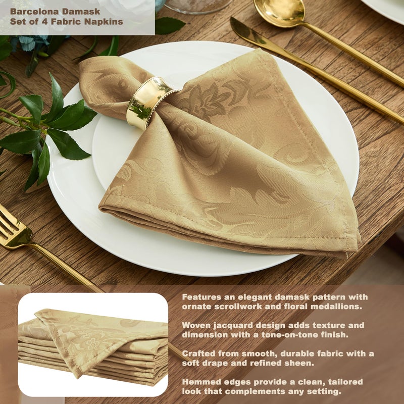 Newbridge Barcelona Damask Fabric Tablecloth, 52 x 70 Inch Rectangle, Gold â€“ No Iron, Soil Resistant Table Cover for Dining, Parties and Holidays - Image 5